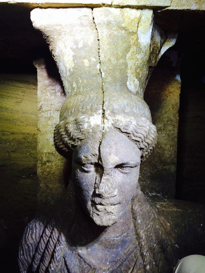 Close-up of the West Caryatid head